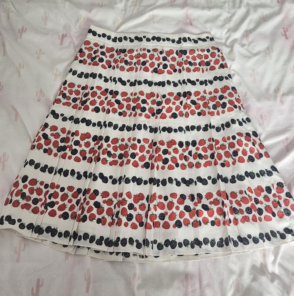 J. Crew Berry Print Pleated Skirt